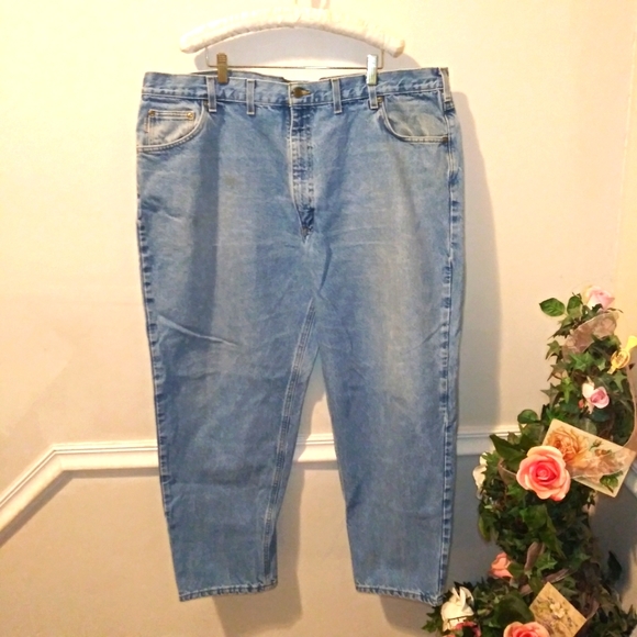 Carhartt 46 x 30 Relaxed Fit 100% Cotton Light Wash Distressed Jeans - Picture 9 of 9